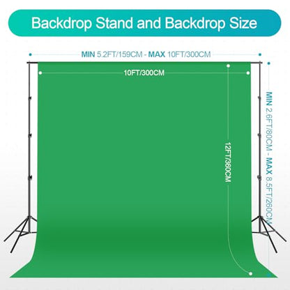 EMART 8.5 x 10 ft Backdrop Support System, Professional Photography Lighting Kit with 50W LED Blub, Reflector, 10*12ft Backdrop *3, Umbrellas&Softbox Lighting Kit for Studio, Portrait, Video Shooting