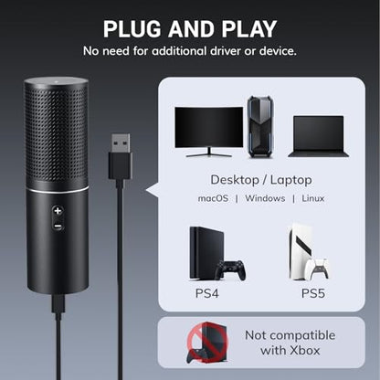 TONOR USB Podcast Microphone, Gaming PC Studio Streaming Mic Kit for Gamer, Recording Condenser Equipment Cardioid Microfono for Singing, YouTube, 200 cm/78inch Cable, with Adjustable Arm Stand, Q9 - style: Q9