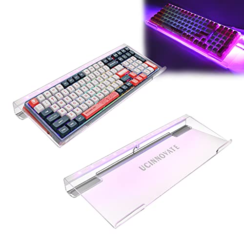 UCINNOVATE RGB Acrylic Computer Keyboard Stand, LED Backlit Keyboard Stand Tray, Gaming Keyboard USB Interface Titled Keyboard Stand for Easy Ergonomic Typing and Working Office Desk, Home, School - color: RGB, size: 100%(Full size)