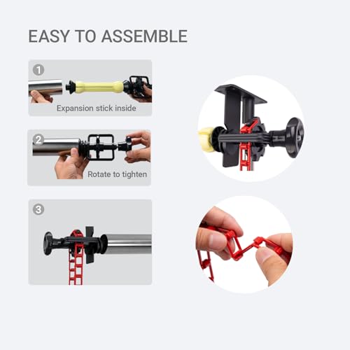 Photography Backdrop Roller Support System, 1 Roller with Plastic Chain, 120-inch Stainless Steel Crossbar - color: Red Plastic Chain