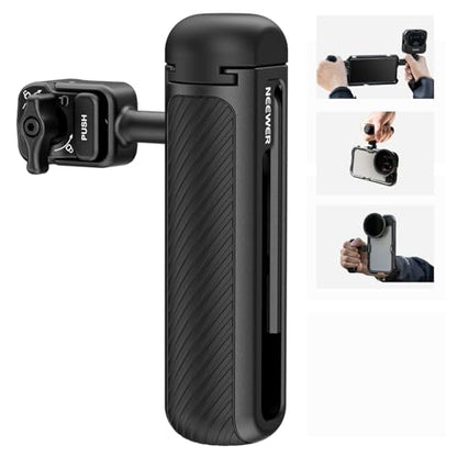 NEEWER Quick Release Side Handle for Phone Cage PA073 PA074 for 16 Pro/16 Pro Max, PA042 for Samsung S24 Ultra, with Covered Cold Shoe, Anti Off Pin, Black Lock, PA045B - style: PA045B