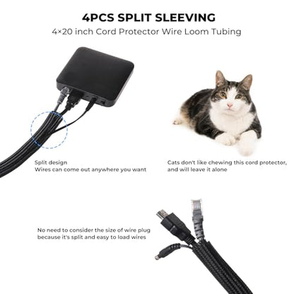 Cable Management Organizer Kit, Desk Cable Organizer, Cable Management Under Desk, Wire Management and Cord Organizer for Home, Office, Standing Desk