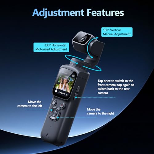 4K Vlogging Camera with 330° Rotating Lens & Face Tracking, Portable Pocket Digital Camera for YouTube TikTok with WiFi, Includes 16GB Card, Tripod & Carrying Bag,Black - color: Black