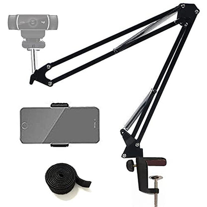 Webcam Stand Phone Holder Suspension Scissor Arm Camera Tripod Mount for Cellphones, Logitech Webcam C920 C930 C922 C615 and Other Devices with 1/4" Threaded - color: Scissor Arm Webcam Phone Stand