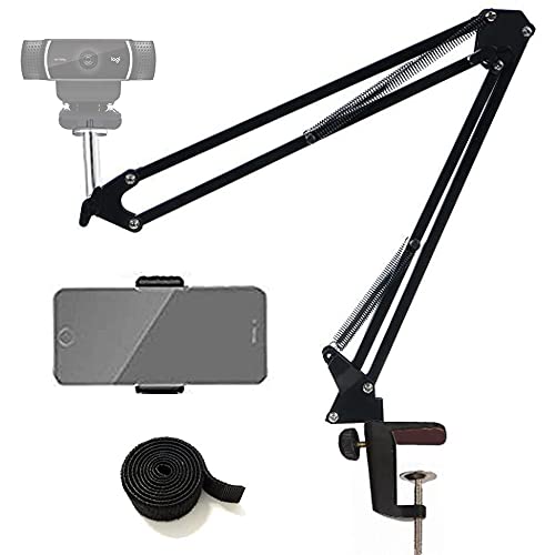 Webcam Stand Phone Holder Suspension Scissor Arm Camera Tripod Mount for Cellphones, Logitech Webcam C920 C930 C922 C615 and Other Devices with 1/4" Threaded - color: Scissor Arm Webcam Phone Stand