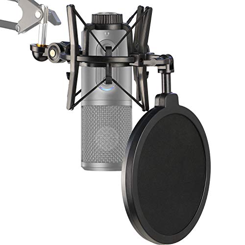 ATR2500X Shock Mount with Pop Filter, Windscreen and Shockmount to Reduce Vibration Noise Matching Mic Boom Arm Stand for Audio-Technica ATR 2500X and ATR2500 USB Condenser Microphone by YOUSHARES - color: Shock Mount with Pop Filter for ATR2500X