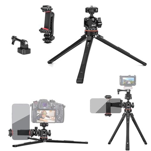 Zeadio Universal Heavy-Duty Metal Tripod Kit, with 360° Ball Head, Phone Holder & Action Camera Adapter – Compatible with iPhone/Andriod Phones,Camera, Gimbal, Vlogging, and Travel etc - style: Standard Ball Head