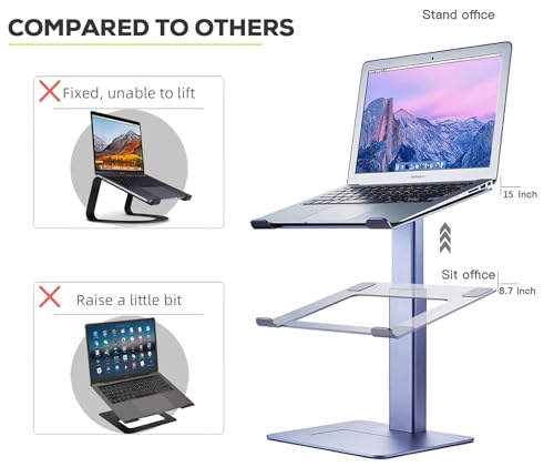Adjustable Laptop Stand, Tall, Strong, Airflow, Suitable for 13.3-17.3 Inch Laptops, Lift Screen to Eye Level for Video Conferences - color: Gray