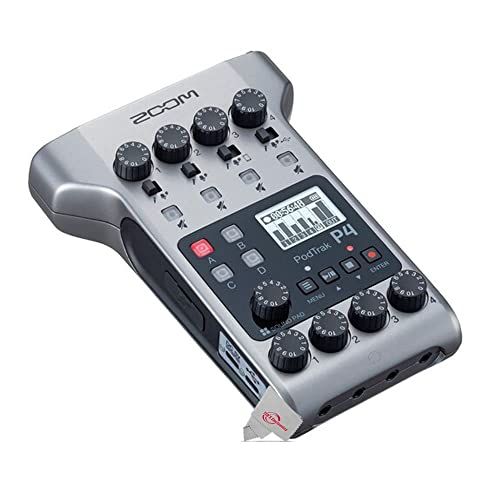 Zoom PodTrak P4 Portable Multitrack Podcast Recorder + 1Pr Shotgun Microphone Kit w/Case and accessories + Accessory Kit