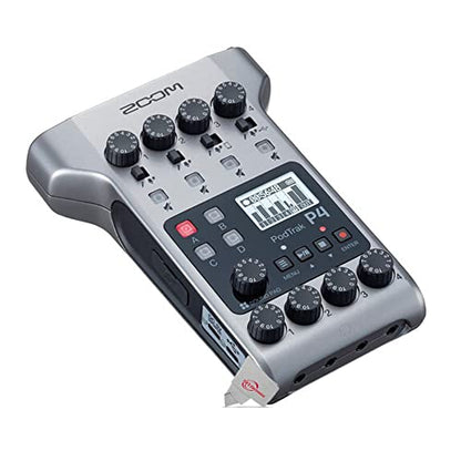 Zoom PodTrak P4 Portable Multitrack Podcast Recorder + 1Pr Shotgun Microphone Kit w/Case and accessories + Accessory Kit