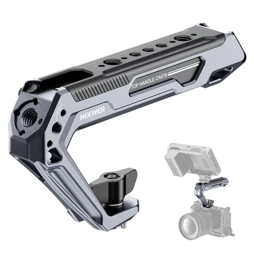 NEEWER All Metal Stylish Camera Top Handle with 3/8" Screw and Locating Pins, 1/4" &3/8" Threads, Cold Shoes, Anti Off Lock, Compatible with SmallRig Camera Cage Video Rig Stabilizer, CA078 - style: CA078