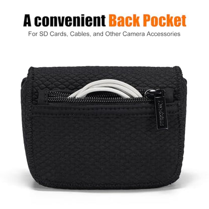 Cwatcun Neoprene Compact Camera Pouch - The Small Case & Travel Sleeve Bag for Digital Camera Ricoh/Canon/Sony & More - color: Black