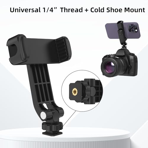 Flexible Phone Tripod Mount Adapter, Universal Smartphone Mount Adapter, Camera Cold/Hot Shoe Phone Tripod Holder for iPhone 17/16/15/14, Samsung Pixel Canon Nikon DSLR and More Cameras - color: Black