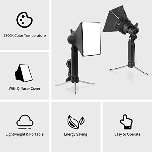 Meking Mini Softbox Photography Lighting Kit, 2700K Tabletop Led Lamp Continuous Warm Lighting System for Small Product Photo Video Studio Shooting, 2 Pieces - color: Warm Light