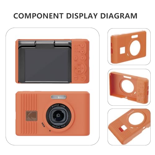 Silicone Case for Kodak pixpro C1 Digital Camera with 2PCS Screen Protector and Lanyard- Khaki - color: khaki