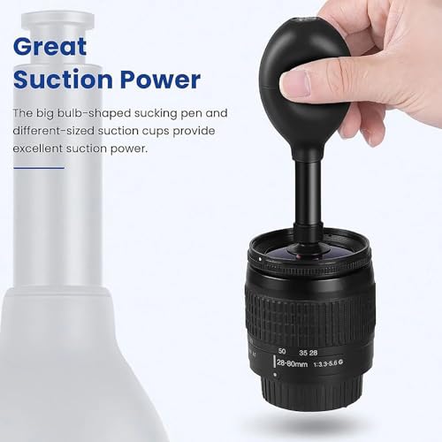Lens Sucker Kit, Suction Pen and 7pcs Suction Cups, Changeable Anti-Static, ESD Conductive Silicone Suction Cup Set