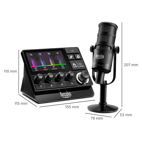 Hercules Stream Essentials Kit, Includes Stream 200 + Microphone HXD-700 XLR Microphone, 3 Months Voicemod Pro, core Streaming apps pre-Integrated (OBS, Streamlabs), Compatible with PC - style: Essentials Kit
