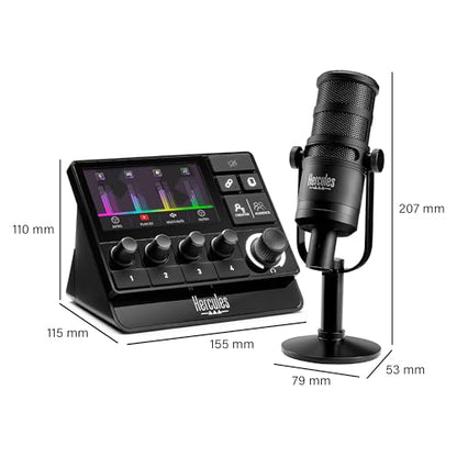 Hercules Stream Essentials Kit, Includes Stream 200 + Microphone HXD-700 XLR Microphone, 3 Months Voicemod Pro, core Streaming apps pre-Integrated (OBS, Streamlabs), Compatible with PC - style: Essentials Kit