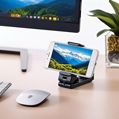 Adjustable Phone Stand for Desk Collapsible Mobile Phone Holder for Desk, Hands-Free Smartphone Stand for Video Calls - color: Black 2