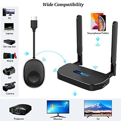 Wireless HDMI Transmitter and Receiver 4K Kit, Full HD 4K Wireless Presentation Equipment HDMI Adapter, Plug and Play Streaming Media. Laptop, Dongle, PC, Smart Phone to HDTV/Projector 165FT/50M - size: 1TX+RX