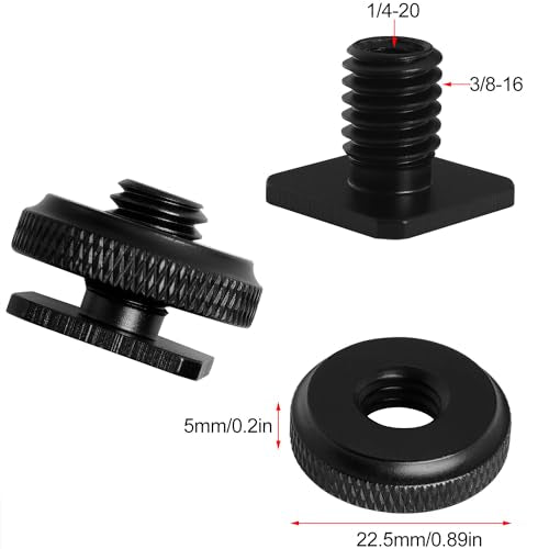 2PCS Hot Shoe Adapter 3/8 Male to 1/4 Female Single Layer Hot Shoe Bracket Extension Screw Flash Stand Tripod Phone Holder Photography Tripod Plate Converter for Video Lights Monitors
