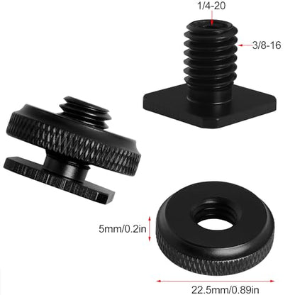 2PCS Hot Shoe Adapter 3/8 Male to 1/4 Female Single Layer Hot Shoe Bracket Extension Screw Flash Stand Tripod Phone Holder Photography Tripod Plate Converter for Video Lights Monitors
