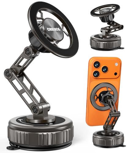 Car Phone Holder,3-AXIS Telescopic Arm Magnetic Phone Mount, 360° Rotatable & Adjustable & Foldable Vacuum Suction Phone Stand,Phone Holders for Your Car/Dashboard/Windshield/Gym/Mirror