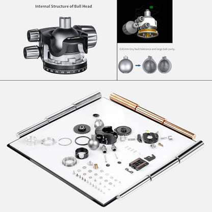 LEOFOTO LH-47 Camera Tripod Ball Head Mount, 98mm Aluminium Ball Head with 1/4" Quick Release Plate, 360 Degree Rotating & Panoramic Base, 3/8" Mounting Screw for Tripod/Monopod/Slider, Max Load 48lb - color: Knob Release, 98mm, with QR Plate, Max Load 48