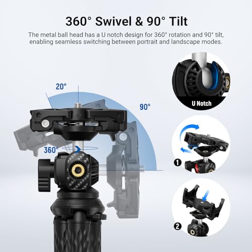 NEEWER Flexible Phone Tripod, Small Mini Camera Webcam Desk Stand, Phone Holder & Action Camera Mount Adapter Compatible with iPhone GoPro DJI Pocket 4 3 Xtra Muse Insta360 for Video Recording, TP34