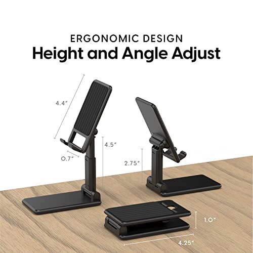 TALK WORKS Adjustable Cell Phone Desk Mount Compatible w/iPhone 15/15 Pro/15 Pro Max, 14/14 Plus/14 Pro/14 Pro Max, 13/13 Pro/13 Pro Max - Flexible Stand for Office, Home, Tabletop (Black) - color: Black