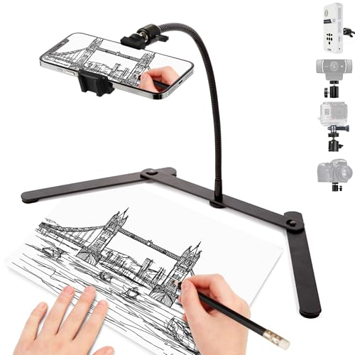 Overhead Phone Mount,Foldable Gooseneck Phone Holder,Overhead Tripod for iPhone, Webcam, Gopro, Pico Projector, Phone Stand for Recording, Live Streaming, Online Teaching