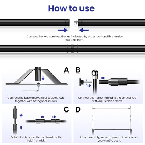 Jiang&Rong 10x8ft Photo Backdrop Stand Kit - Adjustable Banner Stand with Step and Repeat Frame for Professional Photography, Trade Shows, Events