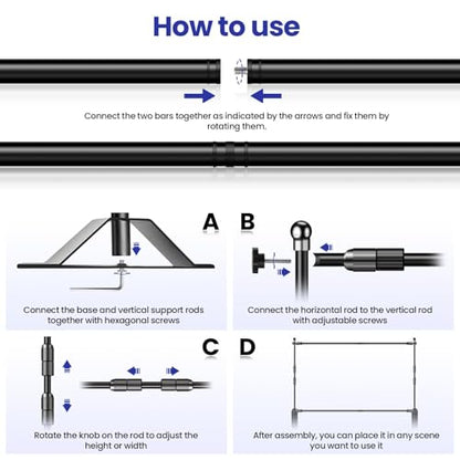 Jiang&Rong 10x8ft Photo Backdrop Stand Kit - Adjustable Banner Stand with Step and Repeat Frame for Professional Photography, Trade Shows, Events