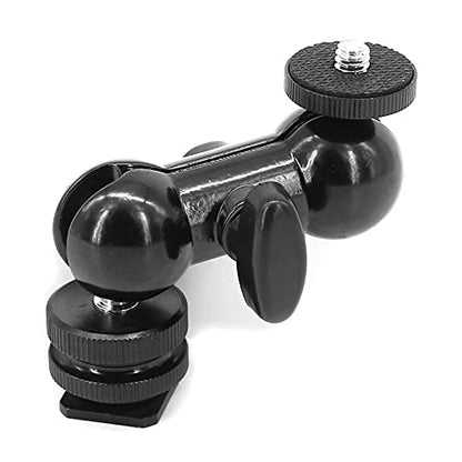 Cool Ballhead Multi-Function Double Ball Head with Cold Shoe Mount and 1/4" Screw for DSLR Cameras/Camcorders/Camera Cage/Monitor and LED Light