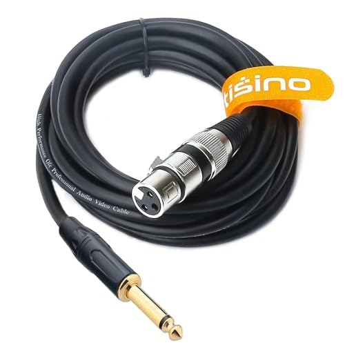 Tisino Female XLR to 1/4 (6.35mm) TS Mono Jack Unbalanced Microphone Cable Mic Cord for Dynamic Microphone - 10 FT/3 Meters - size: 10 feet