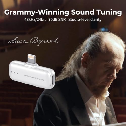 SMALLRIG S70 Mic Lightning Wireless Receiver S70RX-L for iPhone/for iPad, Professionally Tuned by Grammy Winner for Broadcast-Quality Sound in Vlogging, Live Streaming & Content Creation (White) - color: White