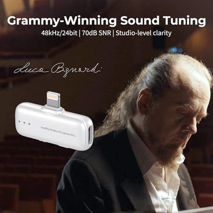 SMALLRIG S70 Mic Lightning Wireless Receiver S70RX-L for iPhone/for iPad, Professionally Tuned by Grammy Winner for Broadcast-Quality Sound in Vlogging, Live Streaming & Content Creation (White) - color: White
