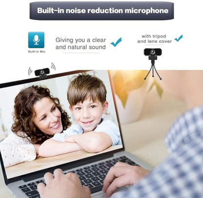 Webcam 1080p HD Computer Switch 2 Camera - Microphone Laptop USB PC Webcam with Tripod Stand, 110 Degree Live Streaming Widescreen Recording Pro Video Web Camera for Calling, Conferencing