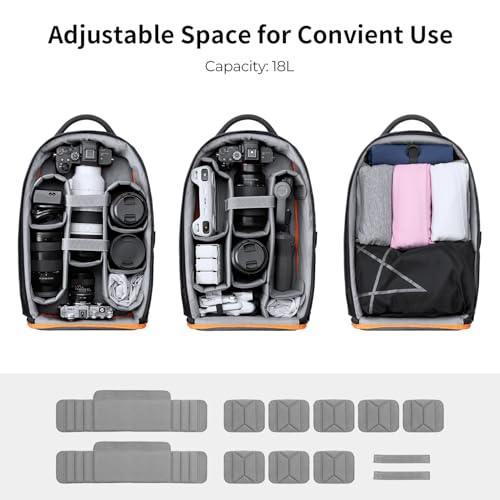 K&F CONCEPT Camera Backpack for Photographers Large Waterproof Photography Camera Bag with Laptop/Tripod Compartment for Men Women Black Orange - style: Designer