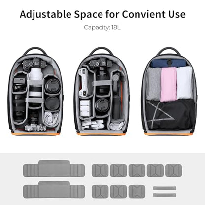 K&F CONCEPT Camera Backpack for Photographers Large Waterproof Photography Camera Bag with Laptop/Tripod Compartment for Men Women Black Orange - style: Designer