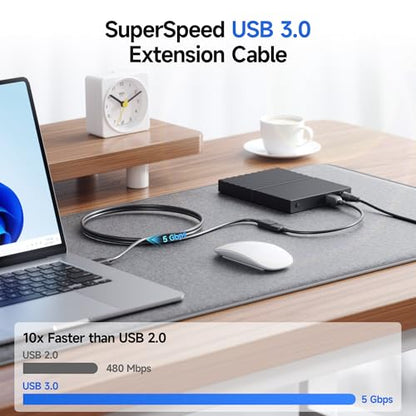 Cable Matters 5Gbps Long USB Extension Cable - 10ft, USB 3.0 Extension Cable, Male to Female USB3.0 Extender, Compatible with Webcam, VR Headset, Printer, Hard Drive, Black - color: Black, size: 10 Feet, style: 1-Pack