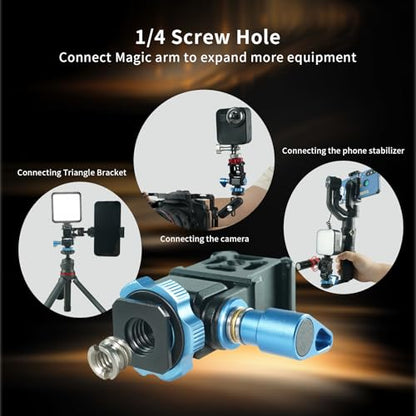 Tripod Ball Head Mount 3 Port Cold Shoe Mount with 1/4"-20 Thread, 360° Rotating Panoramic Ball Head for DSLR Camera Tripod Monopod Slider Camcorder Camera Cage Flash LED Monitor Microphone