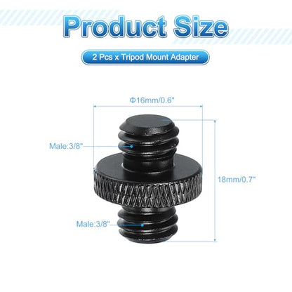 PATIKIL Tripod Screw Adapter 3/8" Male to 3/8" Male, 2 Pcs Tripod Nut Connectors Camera Mount Screw Camera Double Head Converter for Microphone Holder Magic Arms Accessories, 18 mm - size: 3/8" Male to 3/8" Male,18 mm