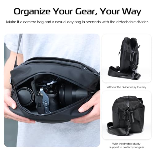 ULANZI Camera Sling Bag, Water-Resistant Camera Case with Tripod Holder, DSLR/SLR/Mirrorless Camera Bags Crossbody for photographers - Black - size: 10L