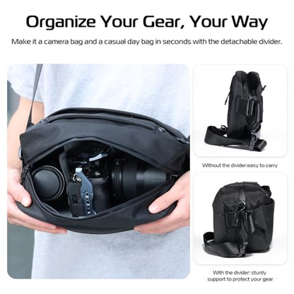 ULANZI Camera Sling Bag, Water-Resistant Camera Case with Tripod Holder, DSLR/SLR/Mirrorless Camera Bags Crossbody for photographers - Black - size: 10L