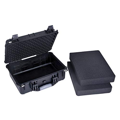 MEIJIA Portable All Weather Waterproof Camera Case With Foam,Fit Use of Drones,Camera,Equipments,Pistols,15.98x12.99x6.85inches - color: Elegant Black