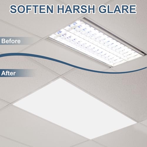 Pushglossy 8 Pack 22.5" x 46.5" x 0.08" Frosted Fluorescent Light Diffuser Panels, Translucent Polystyrene Sheet Replacement for 2x4ft Drop Ceiling Lights for Classroom Office Home - size: 22.5" X 46.5" X 0.08"