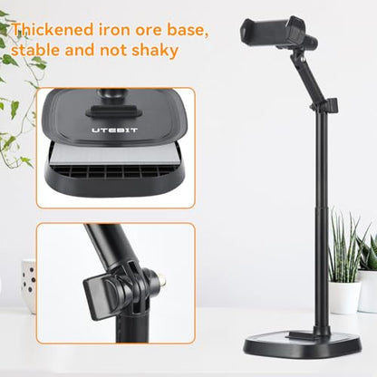UTEBIT Phone Stand for Desk, 11.8''-17.7'' | Adjustable, Tablet Phone Holder