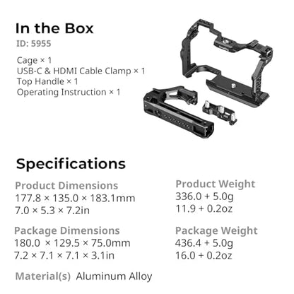 SmallRig Camera Cage Kit for Canon R6 Mark III with Top Handle and Cable Clamp, HawkLock NATO Rails, Quick Release Plate for Arca, Compatible with DJI RS 3 / RS 3 Pro/RS 4 / RS 4 Pro-5955 - style: Cage with top handle