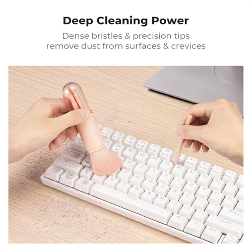 K&F Concept Pink 6-in-1 Lens & PC Keyboard Cleaning Brush Kit | Soft Bristles, Easy to Clean. Includes 4 Brush Sizes for Precise, Scratch-Safe Cleaning of Various Devices. - color: Pink